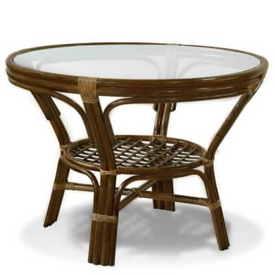 Обеденный стол из натурального ротанга Ява диаметр 104 см (22/02) (цвет: орех)