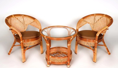 Кофейный комплект мебели из натурального ротанга Пеланги-Дуэт  (цвет: коньяк)