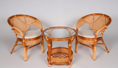 Кофейный комплект мебели из натурального ротанга Пеланги-Дуэт (цвет: коньяк) - вид 7 миниатюра