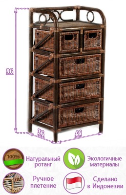 Комод для белья из натурального ротанга (27/1) (цвет: шоколад) - вид 1 миниатюра