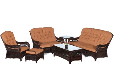 Комплект мебели для гостиной (3+2+1) из натурального ротанга Касабланка  (цвет: шоколад) (подушки: коричневые милка)