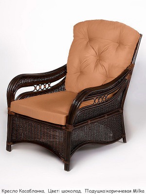 Комплект мебели для гостиной (3+2+1) из натурального ротанга Касабланка (цвет: шоколад) (подушки: коричневые милка) - вид 5 миниатюра