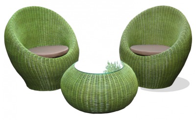 Кофейный комплект мебели плетёный из натурального ротанга Эгз (цвет: лайм) - вид 5 миниатюра