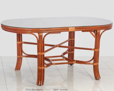 Обеденный стол Ява-Овал (160х91см) из натурального ротанга (цвет: коньяк)