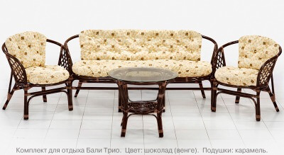 Комплект мебели из натурального ротанга с трёхместным диваном Бали Трио  (цвет: шоколад)