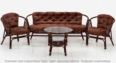 Комплект мебели из натурального ротанга с трёхместным диваном Бали Трио (цвет: шоколад) - вид 5 миниатюра