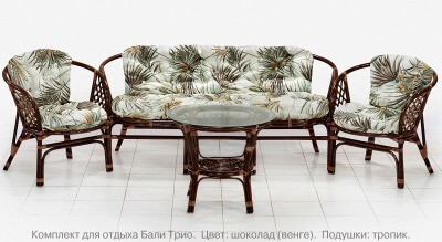 Комплект мебели из натурального ротанга с трёхместным диваном Бали Трио (цвет: шоколад) - вид 7 миниатюра