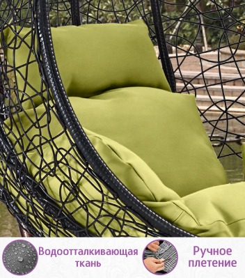 Подвесное кресло качели плетёное Винд (цвет: чёрный) - вид 3 миниатюра