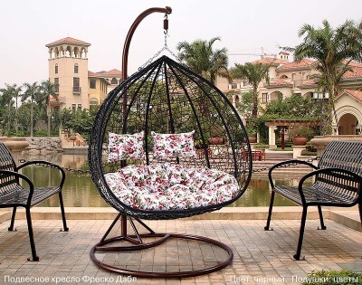 Подвесное кресло-диван качели плетёное Фреско Дабл 130 х 130 (цвет: чёрный)