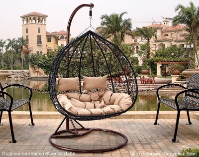 Подвесное кресло-диван качели плетёное Фреско Дабл 130 х 130 (цвет: чёрный) - вид 7 миниатюра