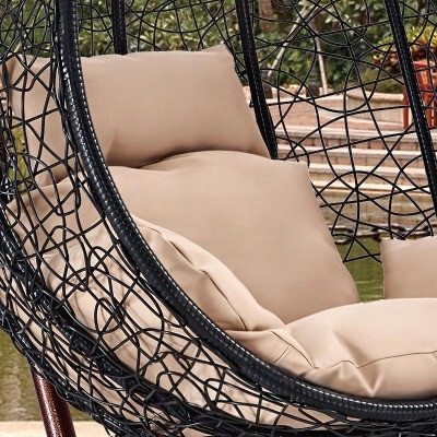 Подвесное кресло-диван качели плетёное Фреско Дабл 130 х 130 (цвет: чёрный) - вид 13 миниатюра