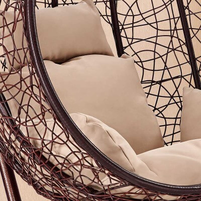 Подвесное кресло-диван качели плетёное Фреско Дабл 130 х 130 (цвет: шоколад) - вид 13 миниатюра