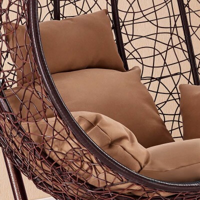 Подвесное кресло-диван качели плетёное Фреско Дабл 130 х 130 (цвет: шоколад) - вид 15 миниатюра