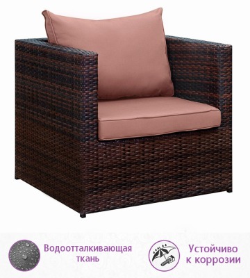 Комплект мебели из искусственного ротанга Лаунж-V (цвет: шоколад) с коричневыми подушками - вид 17 миниатюра