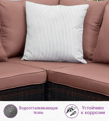 Комплект мебели из искусственного ротанга Лаунж-L (цвет: шоколад) с коричневыми подушками - вид 3 миниатюра