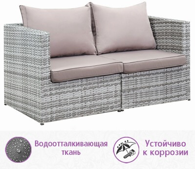 Комплект из искусственного ротанга Лаунж Классик-2 (Lounge Classic-2) (цвет: серый) с серыми подушками - вид 3 миниатюра
