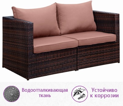 Комплект из искусственного ротанга Лаунж Классик-2 (Lounge Classic-2) (цвет: шоколад) с коричневыми подушками - вид 3 миниатюра