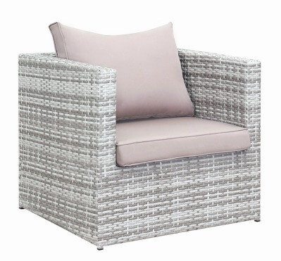 Кресло из искусственного ротанга Лаунж (Lounge) (цвет: серый)  (серая подушка)