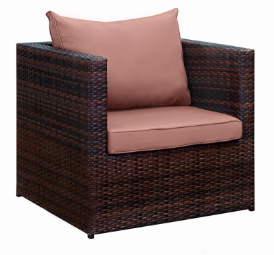 Кресло из искусственного ротанга Лаунж (Lounge) (цвет: шоколад) (коричневая подушка)