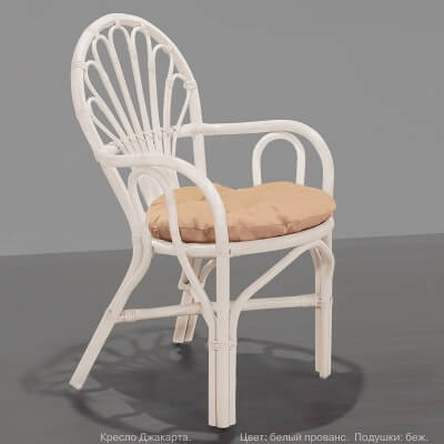Обеденный стул из натурального ротанга - Джакарта  (цвет: белый прованс)