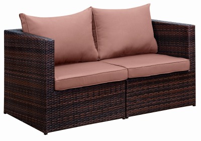 2-х местный диван из искусственного ротанга  Лаунж (Lounge) (цвет: шоколад) (коричневая подушка)