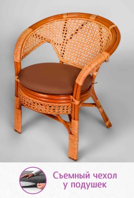 Комплект мебели из натурального ротанга с трёхместным диваном Пеланги Трио (цвет: коньяк) - вид 3 миниатюра