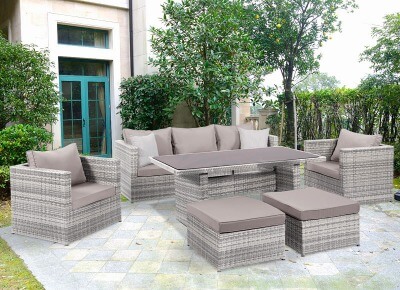 Комплект мебели из искусственного ротанга Лаунж-7  (цвет: серый) с серыми подушками