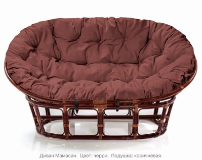Плетеный диван 2-х-местный из натурального ротанга МАМАСАН (цвет: шоколад)