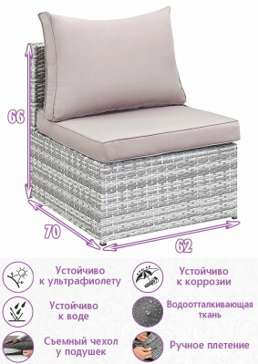 Модуль вставка для расширения дивана Лаунж (Lounge) (цвет: серый) (серая подушка) - вид 1 миниатюра