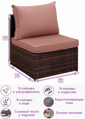 Модуль вставка для расширения дивана Лаунж (Lounge) (цвет: шоколад) (коричневая подушка) - вид 1 миниатюра