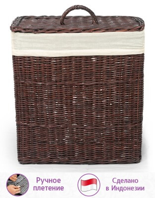 Корзина для белья плетеная из натурального ротанга Маффин (цвет: шоколад) - вид 3 миниатюра
