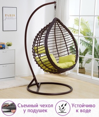 Подвесное кресло качели плетёное Глория 95 х 110 (цвет: шоколад) - вид 3 миниатюра