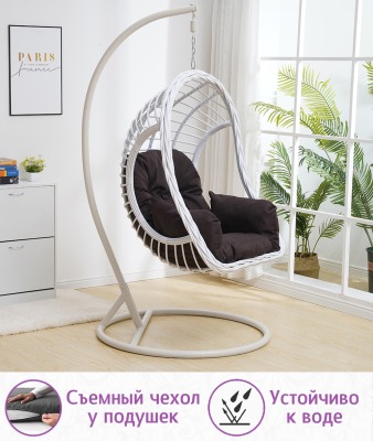 Подвесное кресло качели плетёное Жаде 78 х 115 (цвет: белый) - вид 3 миниатюра