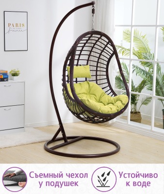 Подвесное кресло качели плетёное Лунар 88 х 115 (цвет: шоколад) - вид 3 миниатюра