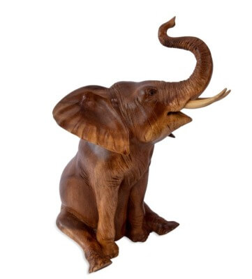Фигурка «Слон сидит» из ценных пород дерева (30 см)