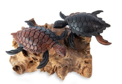 Фигурка «Черепахи чёрные (пара)» из ценных пород дерева (15 см)