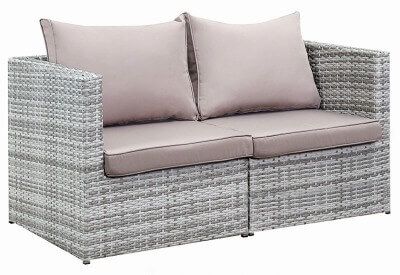 2-х местный диван из искусственного ротанга  Лаунж (Lounge) (цвет: серый) (серая подушка)