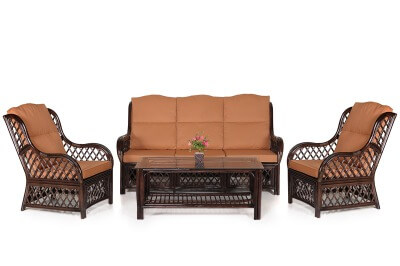Комплект мебели для гостиной из натурального ротанга Валенсия Трио  (цвет: шоколад) с коричневыми подушками