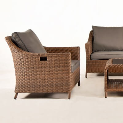 Комплект мебели из искусственного ротанга Рио (цвет: коричневый меланж) с серыми подушками - вид 13 миниатюра