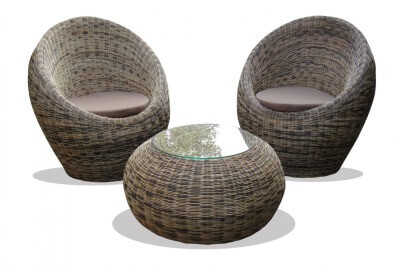 Кофейный комплект мебели плетёный из натурального ротанга Эгз (цвет: трёхцветный натуральный) - вид 5 миниатюра