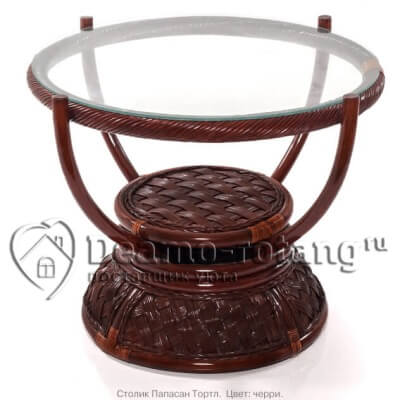 Столик из натурального ротанга Тортл (диаметр: 70 см) (цвет: черри)