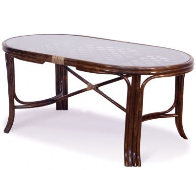 Обеденный стол Ява-Овал (160х91см) из натурального ротанга (цвет: шоколад)