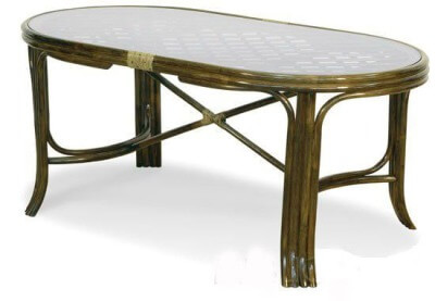 Обеденный стол Ява-Овал (160х91см) из натурального ротанга (цвет: орех)