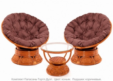 Комплект мебели из натурального ротанга Папасаны Тортл Дуэт (цвет: коньяк) - вид 15 миниатюра