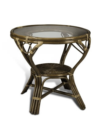 Обеденный стол из натурального ротанга Ява Викер диаметр 83 см 02/09A (цвет: орех)