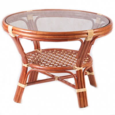 Обеденный стол из натурального ротанга Ява диаметр 104 см (22/02) (цвет: коньяк)