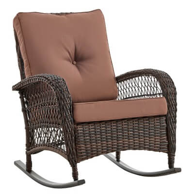 Кресло-качалка из искусственного ротанга Порто (цвет: кофе) (коричневая подушка) - вид 5 миниатюра