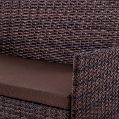 2-х местный диван из искусственного ротанга Киото диван-2 (Kioto sofa-2) (цвет: шоколад) (коричневая подушка) - вид 5 миниатюра