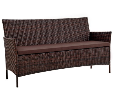 3-х местный диван из искусственного ротанга Киото диван-3 (Kioto sofa-3) (цвет: шоколад) (коричневая подушка)