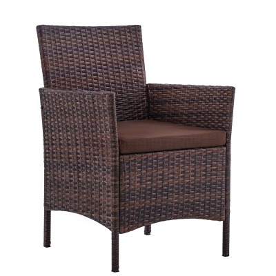 Кресло из искусственного ротанга Киото (Kioto armchair) (цвет: шоколад) (коричневая подушка)
